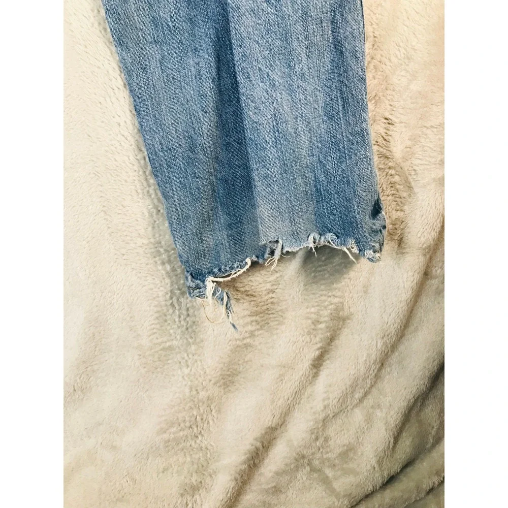 American Eagle Distressed Jeans Mens 30x31 Light Wash Straight Leg Frayed Hem